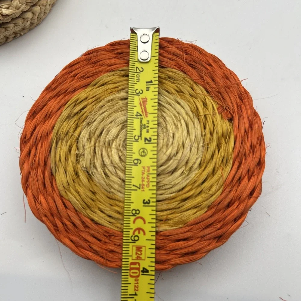 Lot 7 Orange/ Beige/Apple Coasters Retro 70's Natural fiber Woven Farmhouse Fall
